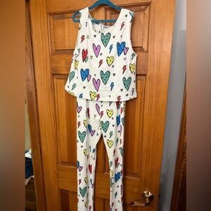 Lola + The Boys Women’s  Red and White  Set with Artistic Flair